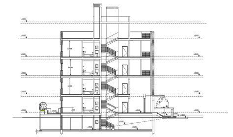 3 Storey Apartment Section Drawing Dwg File Cadbull