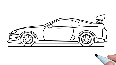 How To Draw A Toyota Supra A80 Easy Step By Step Youtube