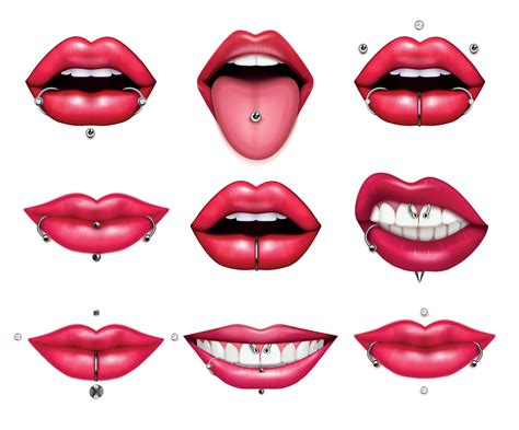 Lips Piercing Set 5751332 Vector Art At Vecteezy