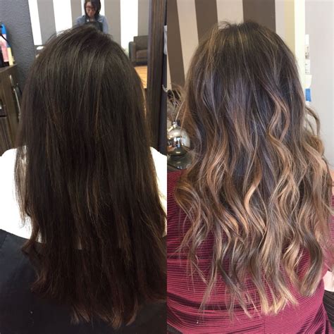 Before And After Babylights Balayage Foilayage Brunette Long Hair
