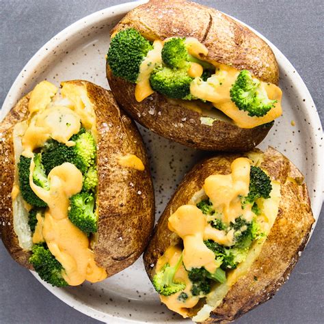 Cheesy Broccoli Stuffed Potatoes Its All Good Vegan