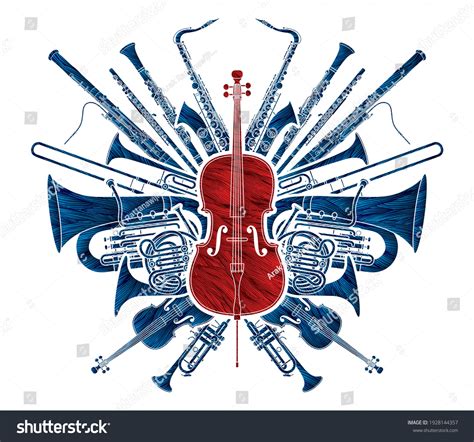 Orchestra Instruments Set Cartoon Graphic Vector Stock Vector Royalty