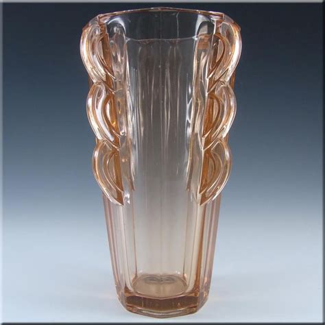 sowerby 2597 art deco 1930 s rosalin pink glass vase pink glass vase pink glass art deco