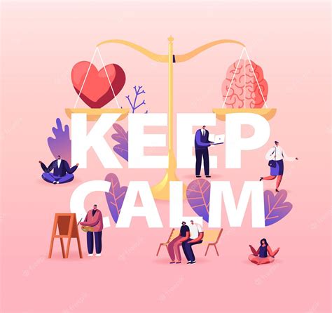 Premium Vector Keep Calm Concept Heart And Brain Lying On Scales