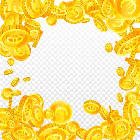 Unión Europea Euro Monedas Cayendo Esparcido Oro Fondos De Pantalla Aire Efectivo Vector PNG