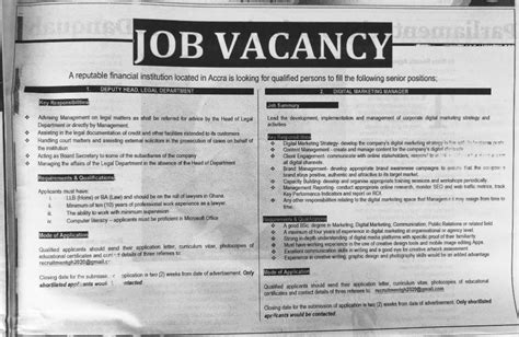 Thursday Advertised Jobs In Newspapers Today