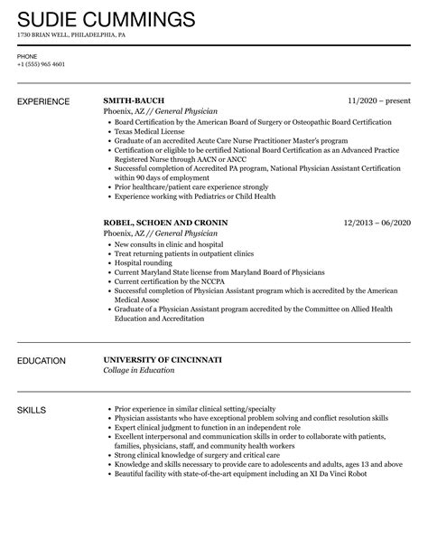 Physician Resume Templates