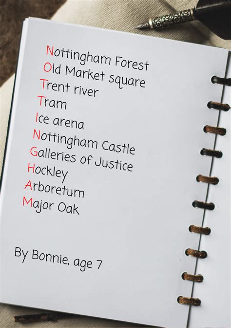 Read On Nottinghams Acrostic Challenge Gallery National Literacy Trust
