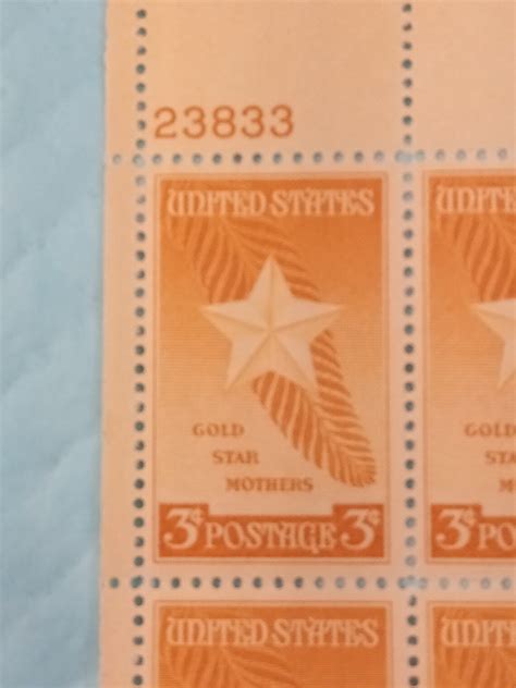 Gold Star Mothers U S 3 Cent Stamp Four Pane Block Etsy