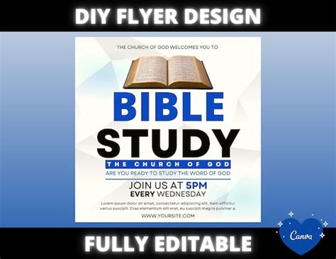 Bible Study Flyer Diy Church Service Flyer Sunday Service Etsy