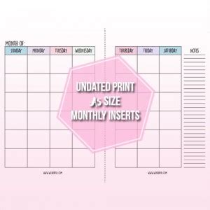 Free Undated Month On Two Pages Planner Inserts Wendaful Planning