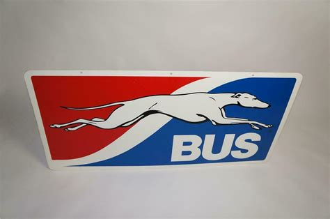 Fantastic Vintage Greyhound Bus Lines Double Sided Tin Depot Sign With