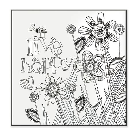 Diy Coloring Wall Plaque Live Happy Painting Print Colouring Wall Art