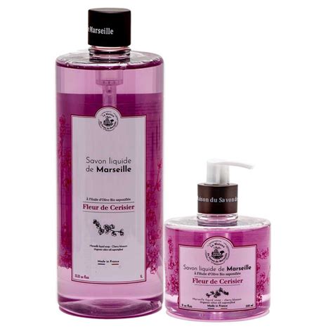 French Liquid Soap Pair Cherry Blossom Fragrance 1 Litre Refill And