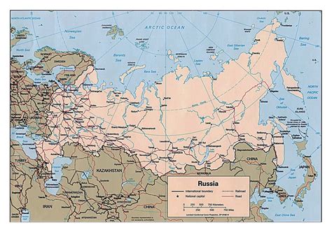 Large Political Map Of Russia With Roads Railroads And Major Cities