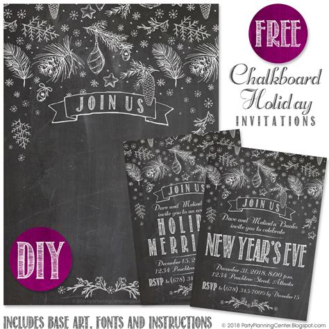 Free Diy Chalkboard Holiday Invitation Party Planning