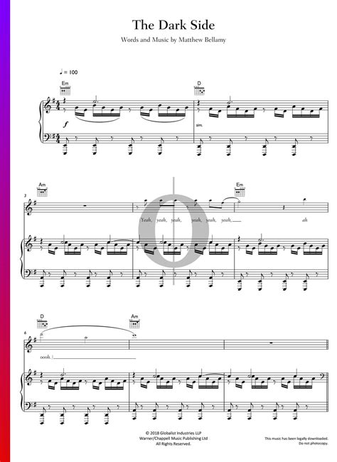 The Dark Side Spartito Pianoforte Voce Chitarra Download Pdf E