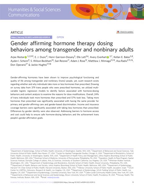 pdf gender affirming hormone therapy dosing behaviors among transgender and nonbinary adults