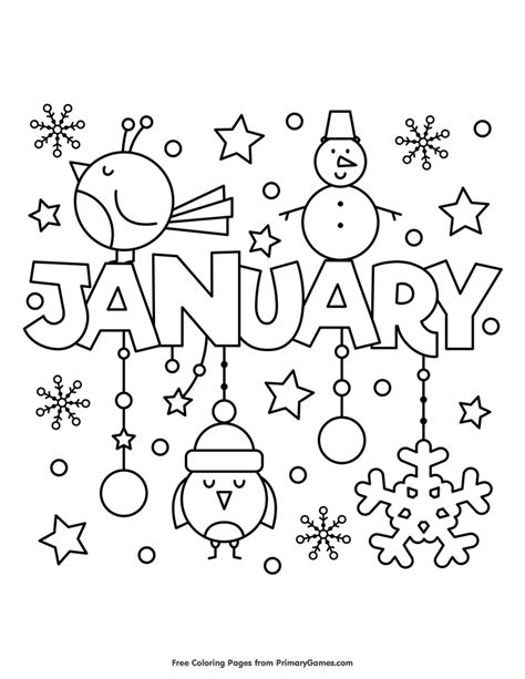 Dressing up in your warmest clothes, and of course, sitting by a cozy fire. January Coloring Page • FREE Printable eBook | Coloring pages, New year coloring pages, Coloring ...