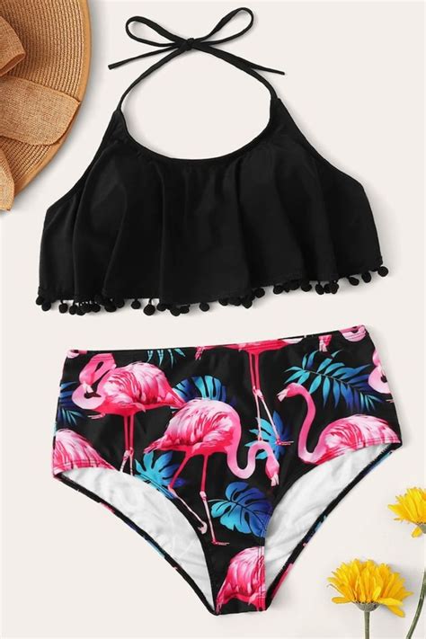 Pom Pom Top With Tropical High Waist Bikini Affiliate Link Trendy