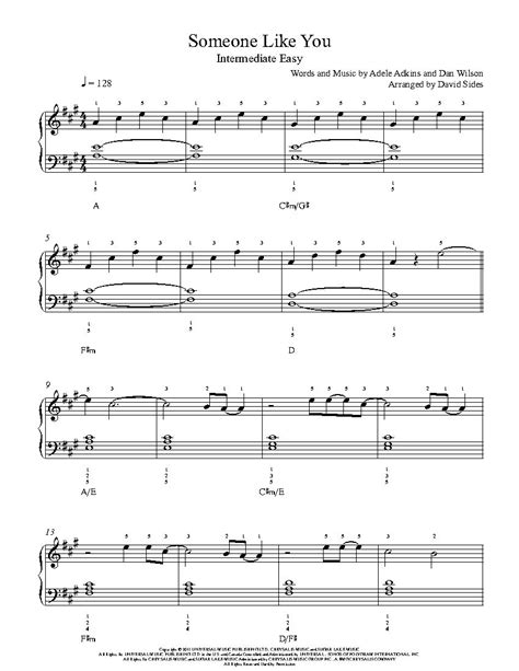 Someone Like You By Adele Piano Sheet Music Intermediate Level