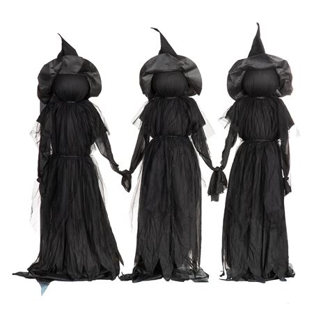 Lighted Halloween Witch Stakes Set Of 3 Plow And Hearth