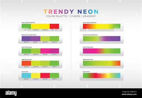 Neon Color Palettes Color Schemes And Color Gradients Set Of