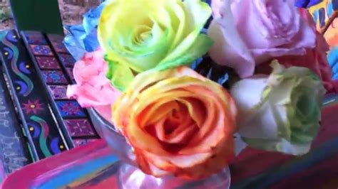 How To Tie Dye Roses Diy Rainbow Roses And Flowers Youtube