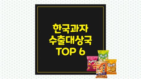 한국 과자 가장 인기 있는 나라 TOP 6