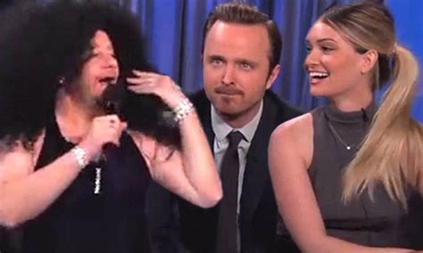 aaron paul surprises wife lauren parsekian with ts on jimmy kimmel live daily mail online