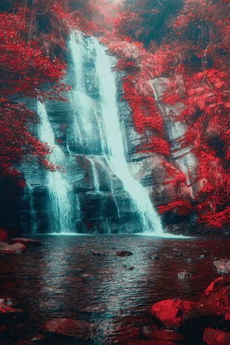 Magical Waterfall Waterfall Amazing Nature Photos Red Photography