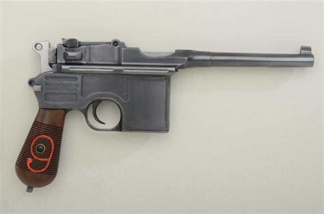 Mauser Broomhandle 9mm Semi Automatic Pistol With Big Red