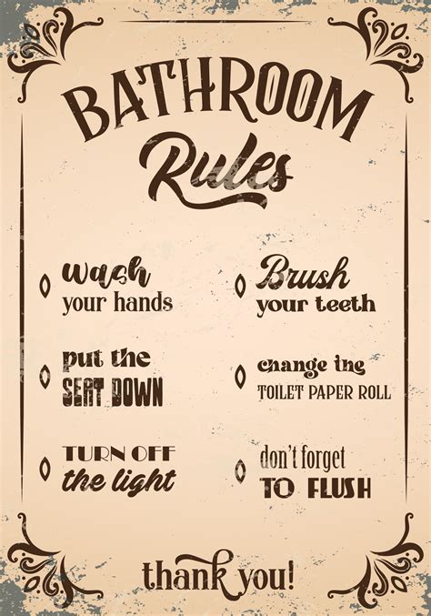 Bathroom Rules Vintage Poster TenStickers