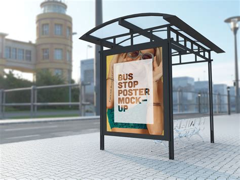free bus stop ads poster mockup psd psfiles