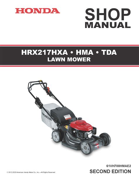 Hrx217 Hma Hxa Tda Lawn Mower Shop Manual Honda Power Products