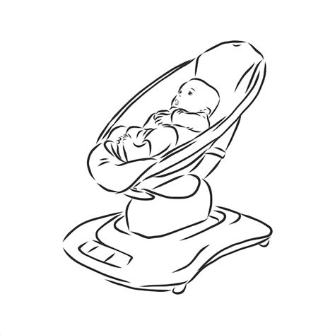 Bebé en la cuna ilustración de dibujo vectorial cuna inteligente