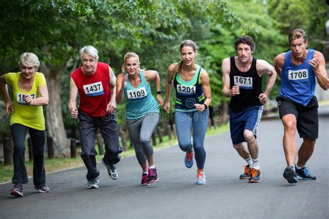 Marathon Athletes On The Starting Line Stock Photo Image Of