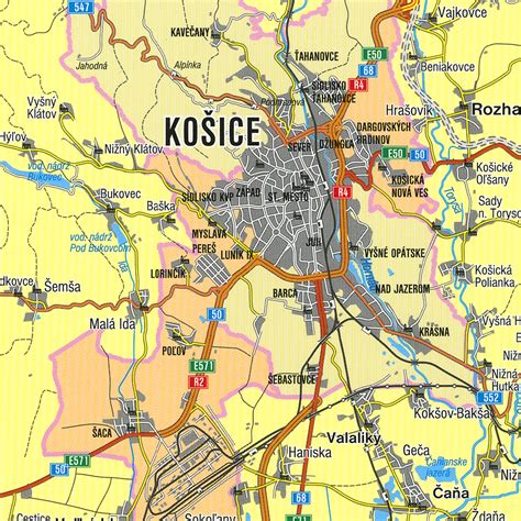 Nástenné Mapy Košický Kraj Administratívne členenie 66x96cm Lamino