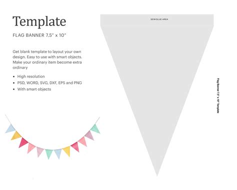 75x10 Flag Banner Template Bunting Template Pennant Template By