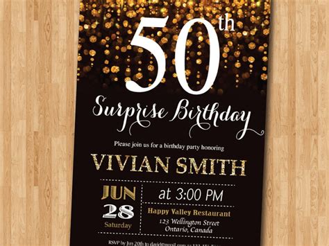 Surprise 50th Birthday Invitation For Women Fifty And Etsy