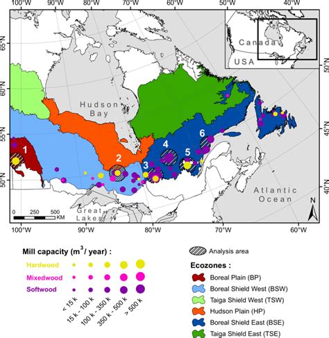 Location Map Of Six Sub Ecozones In Eastern Canadas Boreal Forest And