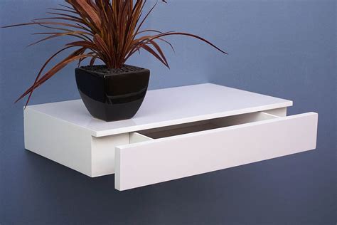 Floating Shelf With Drawer 450x250x80mm The Shelving Shop