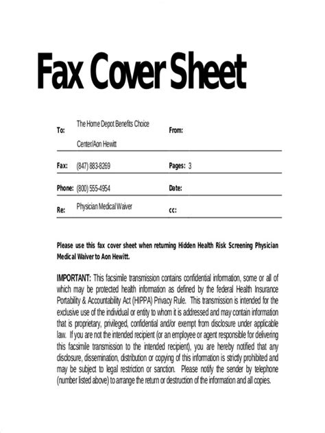 Hipaa Fax Cover Sheet