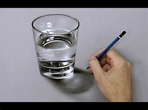 Glass of water sketch at paintingvalley com explore. Realistic glass cup of water drawing made with pencil 6B ...