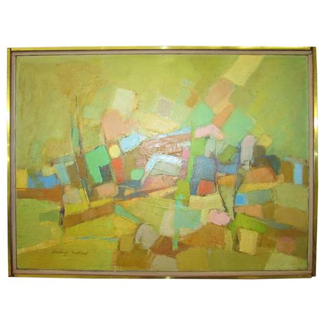 Lovely Audrey Salkind Abstract Oil Painting Mid Century