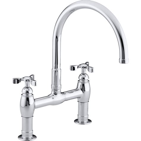 1 hole or 3 holes deck mounted. Kohler Parq Two-Hole Deck-Mount Kitchen Sink Faucet with 9 ...
