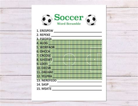 Soccer Word Scramble Game Soccer Party Game Printable Soccer Etsy In