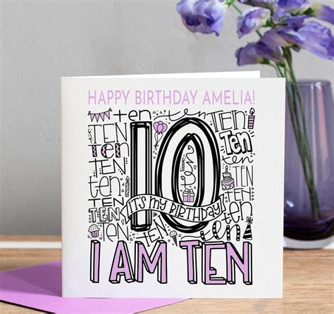 Personalised 10th Birthday Card Daughter 10th Birthday Card Etsy