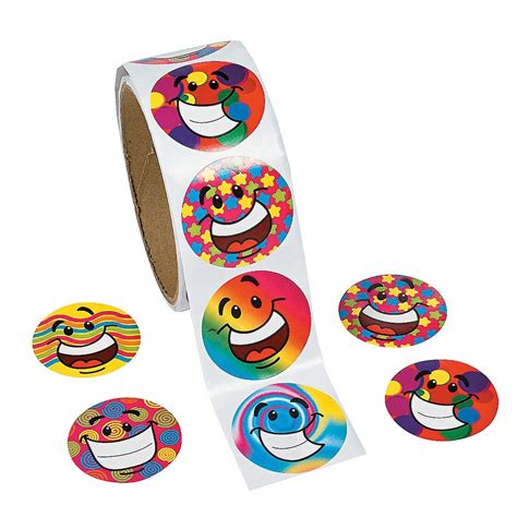 200pcs Colorful Happy Face Sticker Round Smile Label Paper Stickers