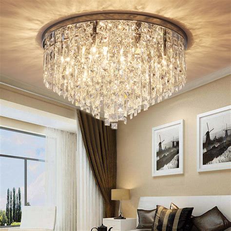 Contemporary Round Crystal Chandelier Flush Mount Ceiling Lights Sofary
